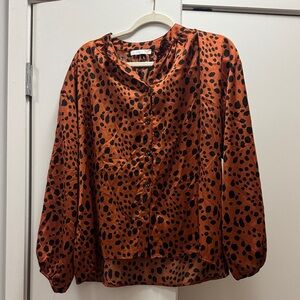 Karlie Orange Leopard Print Blouse